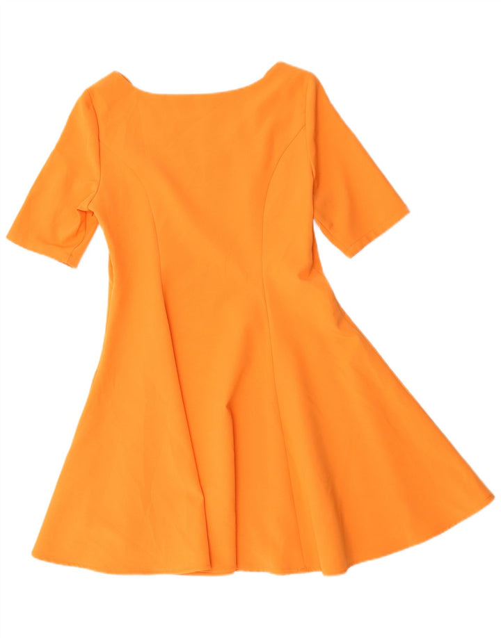 Vintage Dame A-Line Kjole UK 12 Medium Orange