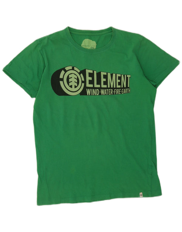 Element Herre Grafisk T-Shirt Top Medium Grøn Bomuld