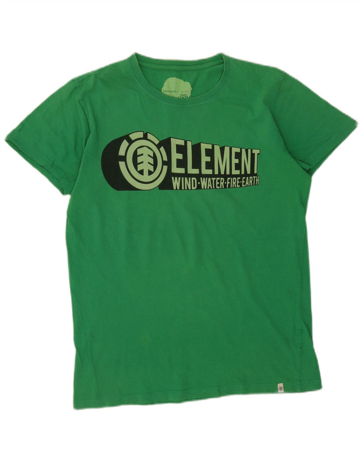 Element Herre Grafisk T-Shirt Top Medium Grøn Bomuld