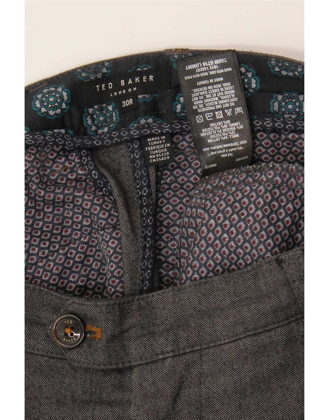 Ted Baker Herre Slim Suit Bukser W30 L32 Grå Flecked Bomuld