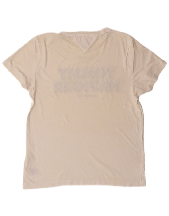 TOMMY HILFIGER Mens Graphic T-Shirt Top Medium White Cotton
