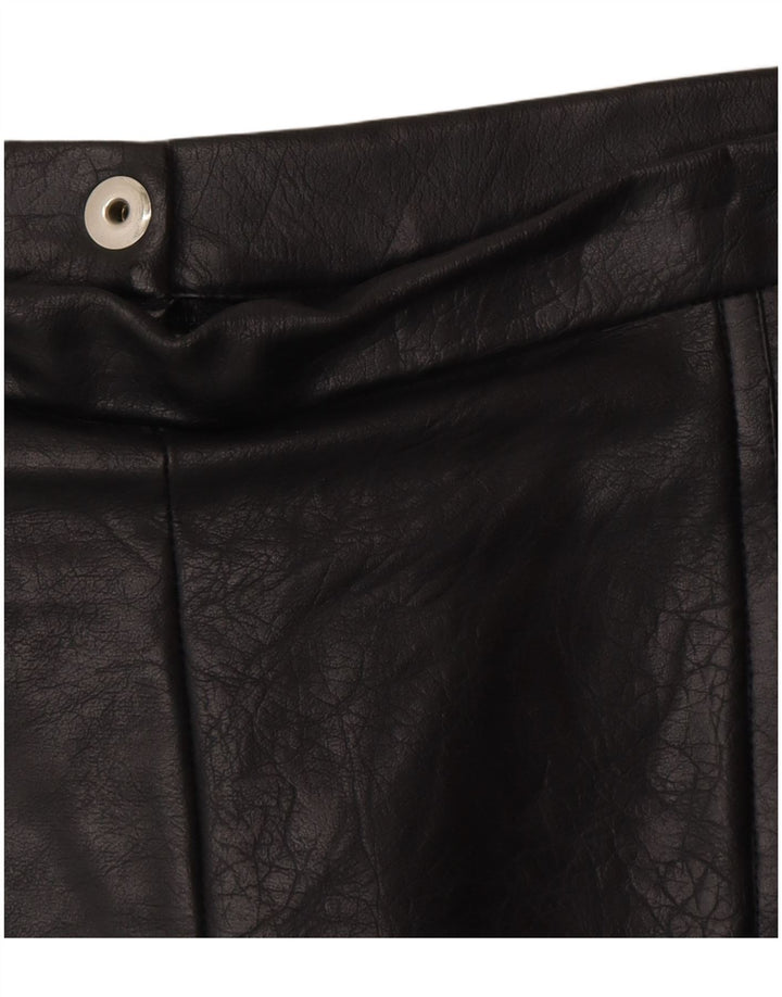 VINTAGE lædernederdel til kvinder W28 Medium sort læder