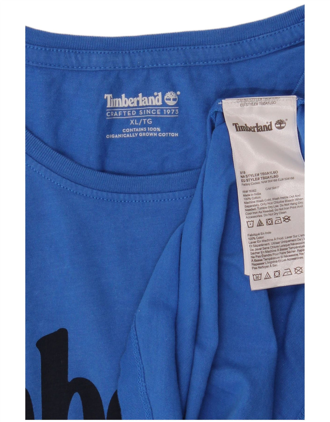 TIMBERLAND Herre grafisk T-shirt Top XL Blå Bomuld