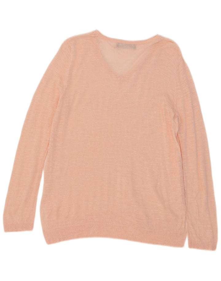Marks & Spencer Dame Se Through V-hals sweater UK 14 Medium Pink