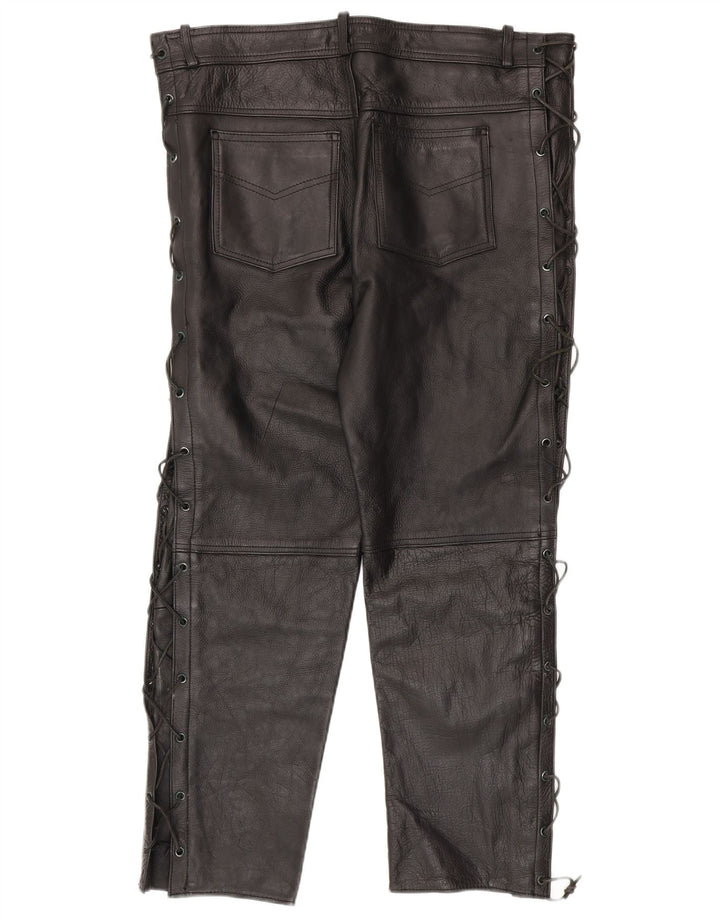 American Eagle Herre Slim Læderbukser W36 L30 Sort Læder