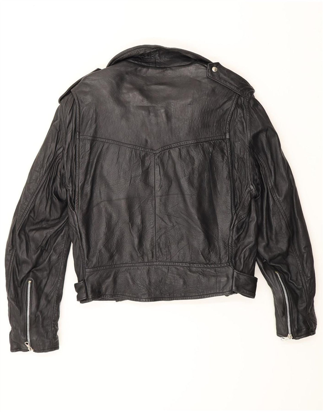 Vintage Herre Læder Biker Jacket UK 38 Medium Sort