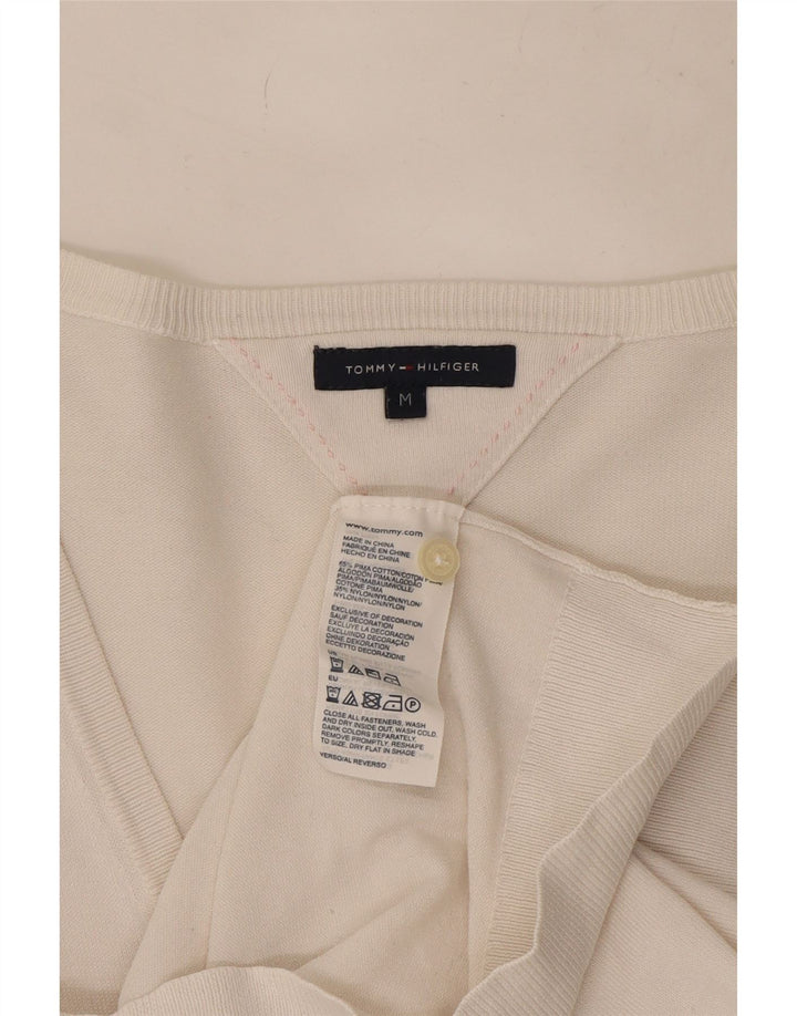 Tommy Hilfiger Dame Cardigan Sweater UK 12 Medium White Bomuld