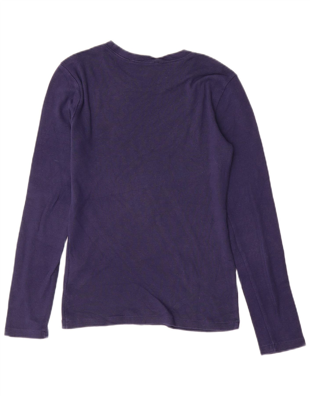 RALPH LAUREN Dame Top Langærmet UK 10 Small Navy Blue Bomuld