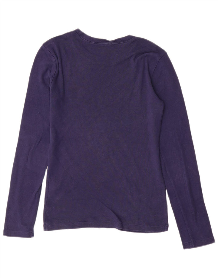 RALPH LAUREN Dame Top Langærmet UK 10 Small Navy Blue Bomuld