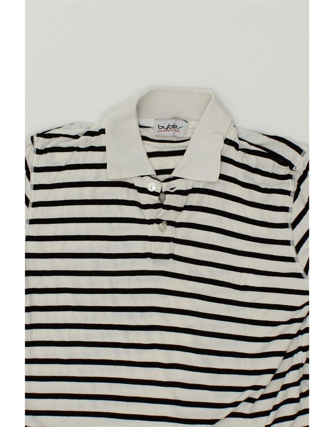 BYBLOS Boys Polo Shirt 6-7 Years White Striped Vintage Byblos and Second-Hand Byblos from Messina Hembry 