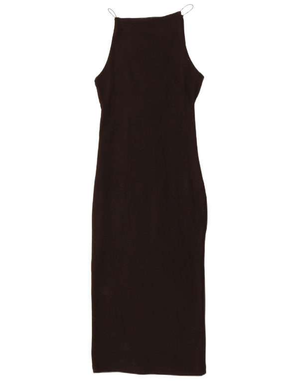 Zara Womens Sleeveless Bodycon Dress UK 12 Medium Black Bomuld