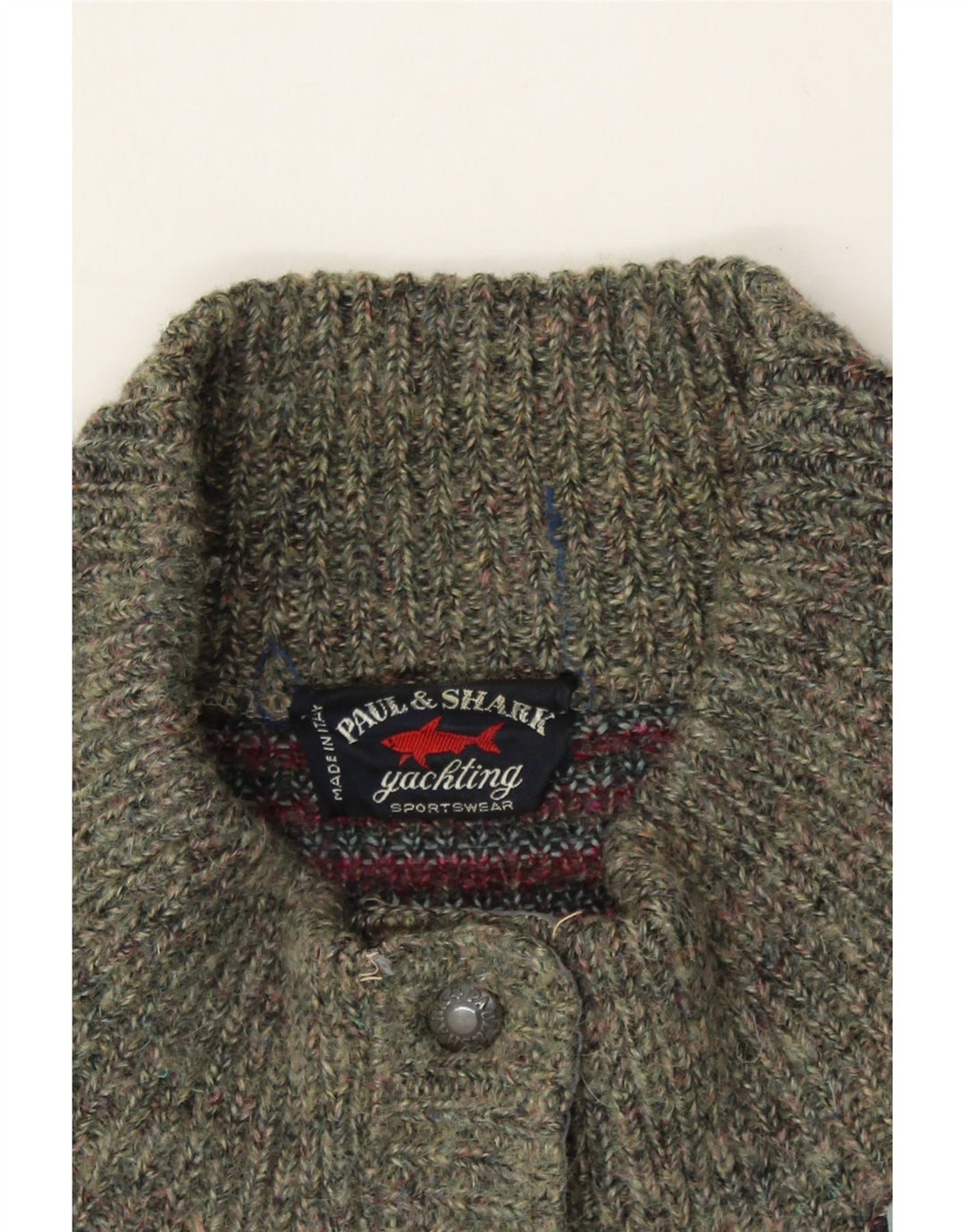 PAUL & SHARK Womens Cardigan Sweater UK 16 Large Grey Striped Vintage Paul & Shark and Second-Hand Paul & Shark from Messina Hembry 