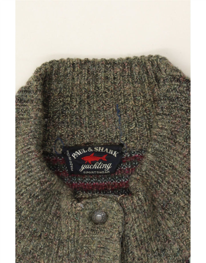 PAUL & SHARK Womens Cardigan Sweater UK 16 Large Grey Striped Vintage Paul & Shark and Second-Hand Paul & Shark from Messina Hembry 