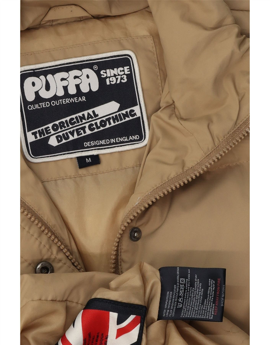 Puffa Womens Polstret Frakke UK 14 Medium Beige Polyester