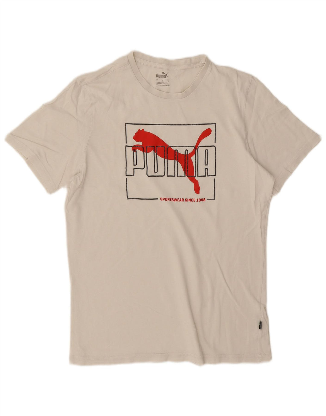 Puma Herre Grafisk T-Shirt Top Lille Hvid Bomuld
