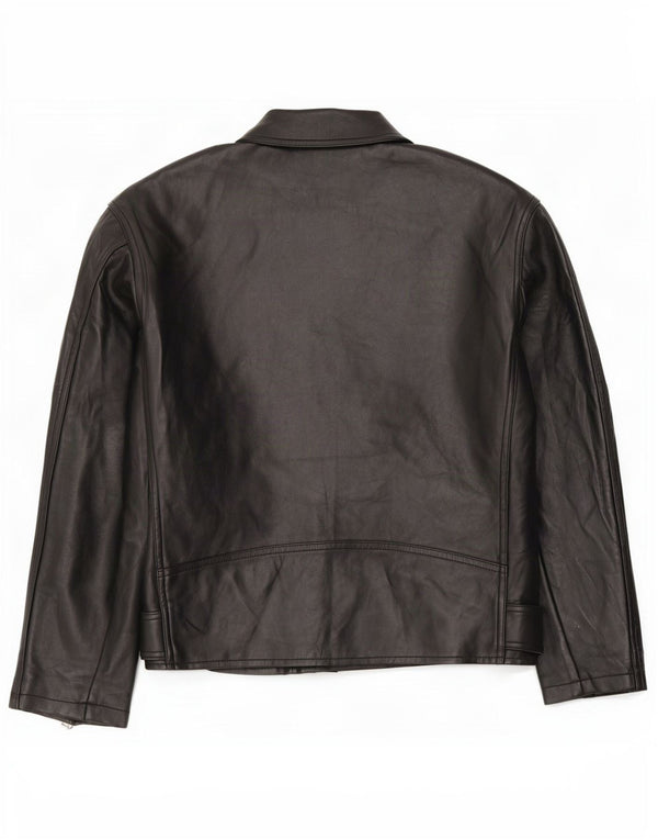 Topshop Dame Oversized Biker-jakke i imiteret læder UK 4 XS Sort
