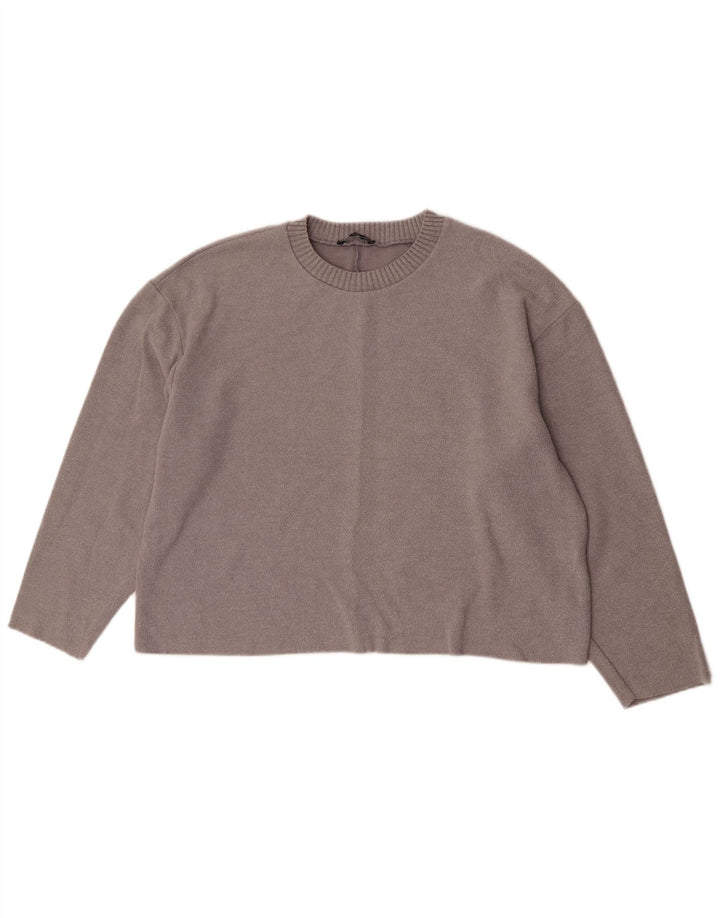 Zara Dame Oversized Crew Neck Jumper Sweater UK 14 Large Grey