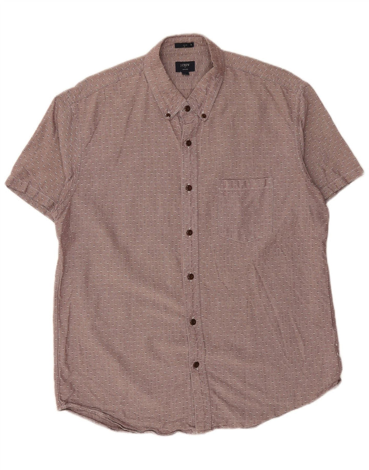 J. Crew Herre Oxford Slim Shirt Stor rødbrun plettet bomuld