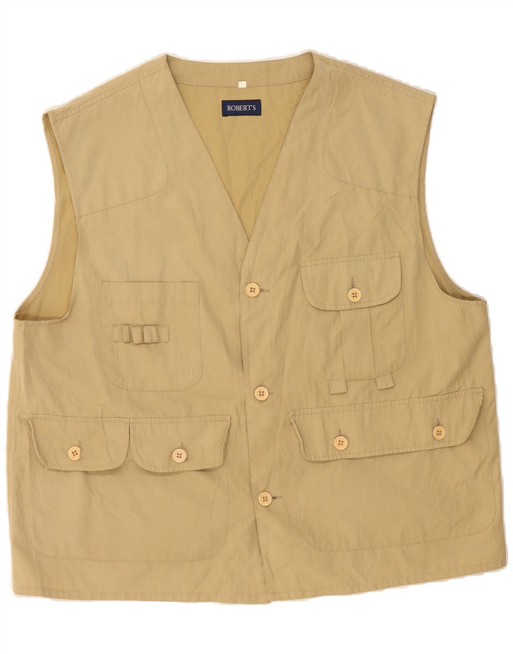 ROBERT'S Mens Utility Gilet UK 42 XL Beige Vintage Robert's and Second-Hand Robert's from Messina Hembry 