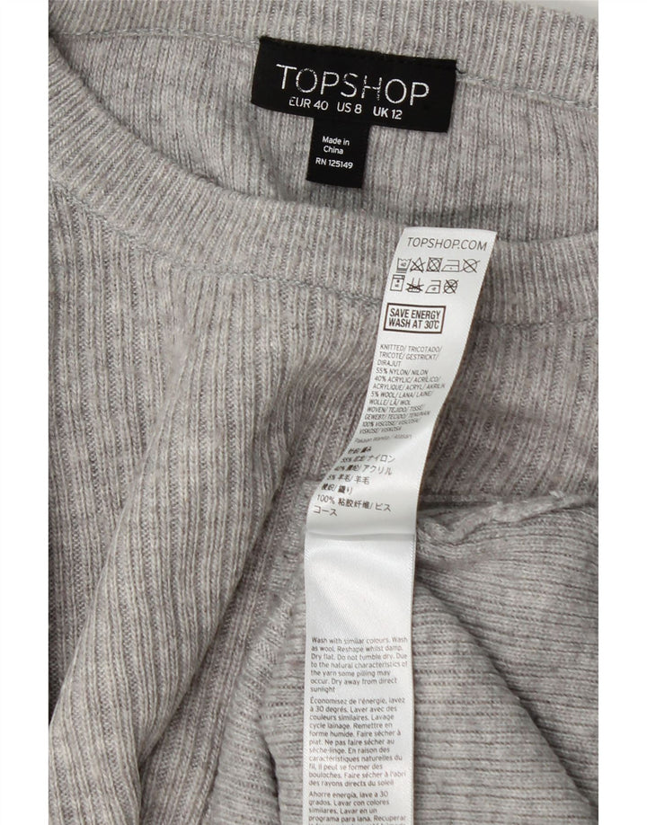 Topshop Dame Boat Neck Jumper Sweater UK 12 Medium Grey Viscose