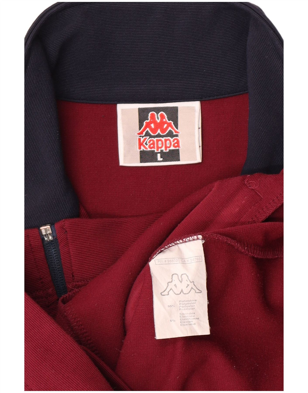 Kappa træningsdragt topjakke til kvinder UK 14 Large Maroon Colourblock Polyester