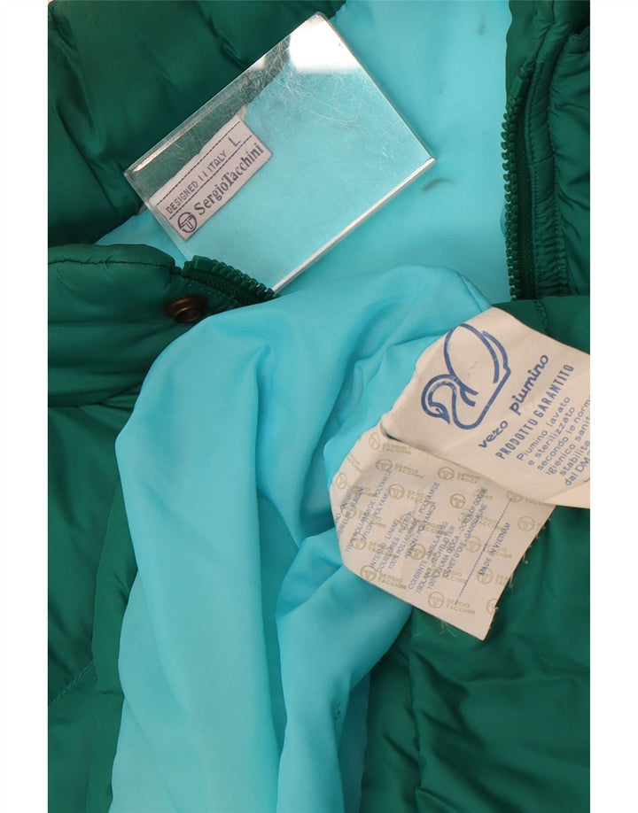 Sergio Tacchini Herre polstret jakke UK 40 Stor grøn polyamid