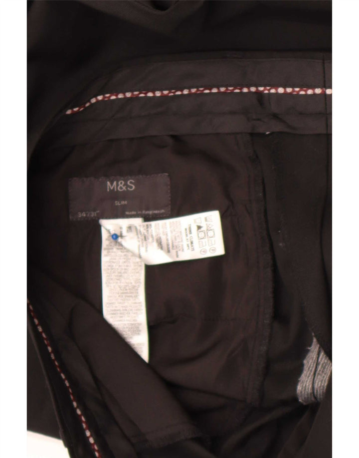Marks & Spencer Herre Slim Suit Bukser W34 L31 Sort Polyester