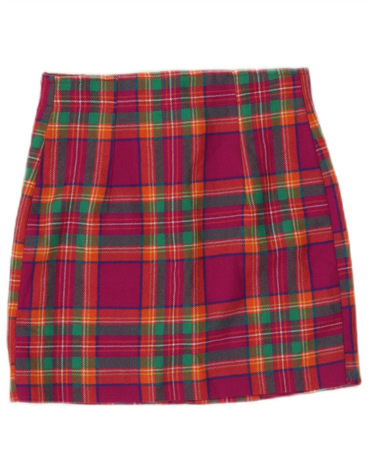 VINTAGE Mini-nederdel til kvinder W24 XS Pink ternet