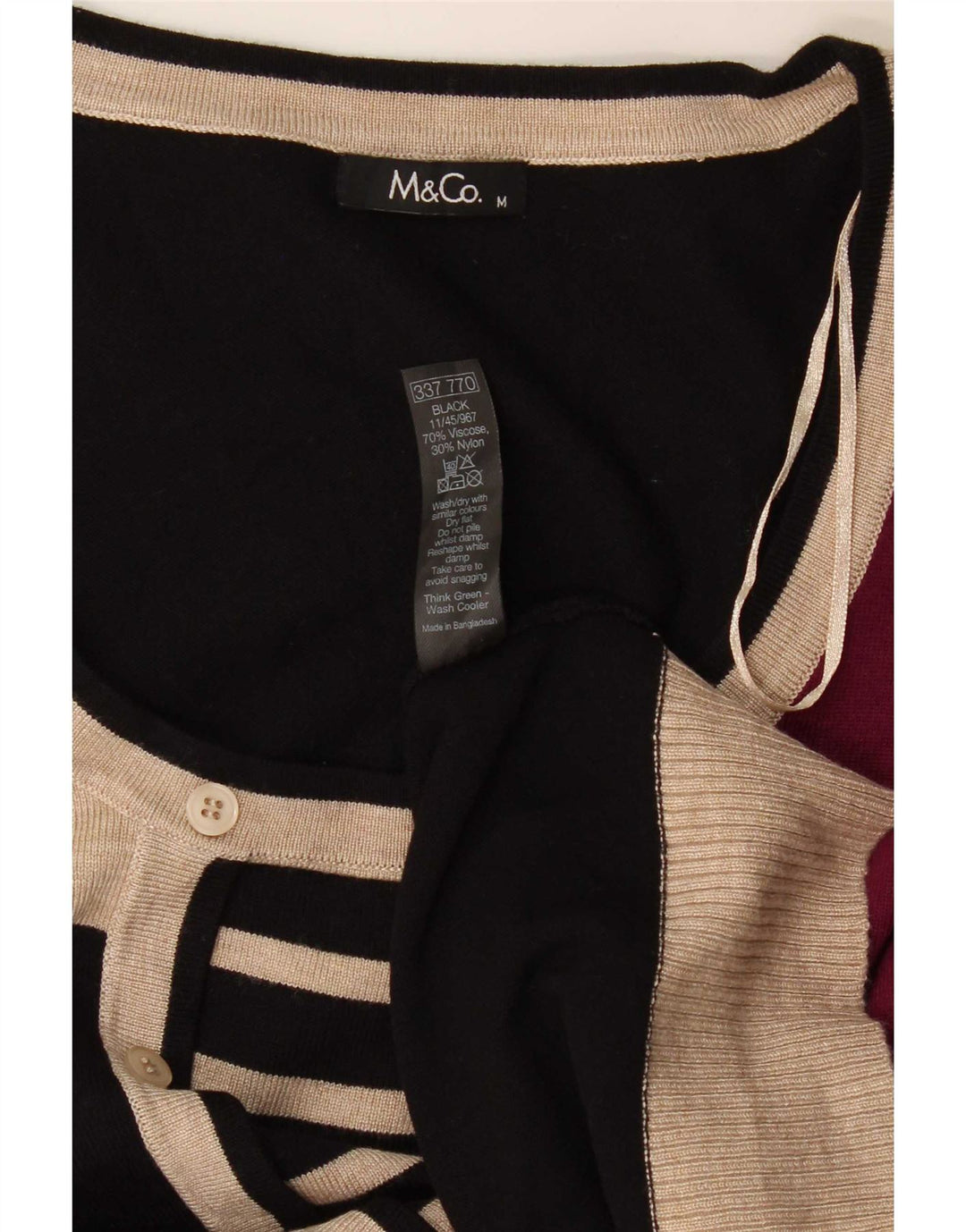M&Co Dame Boat Neck Jumper Sweater UK 14 Medium Black Colourblock