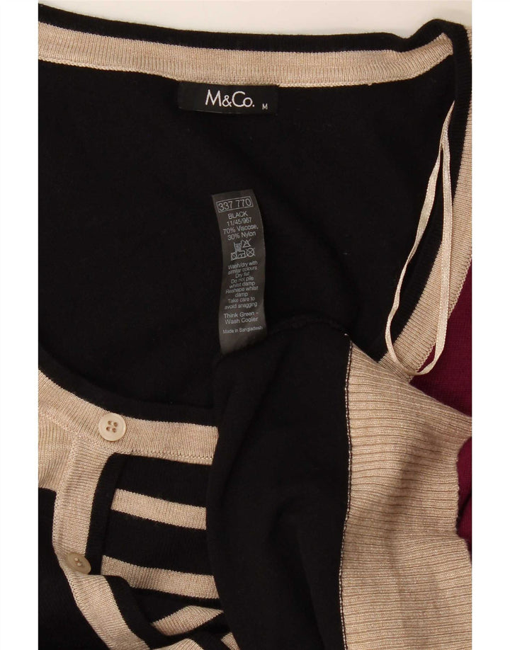 M&Co Dame Boat Neck Jumper Sweater UK 14 Medium Black Colourblock