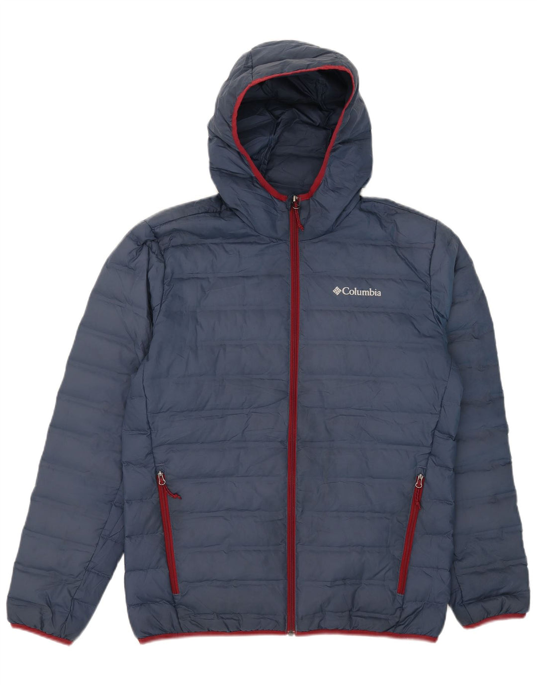 Columbia Herre hættepolstret jakke UK 38 Medium Navy Blue Polyester
