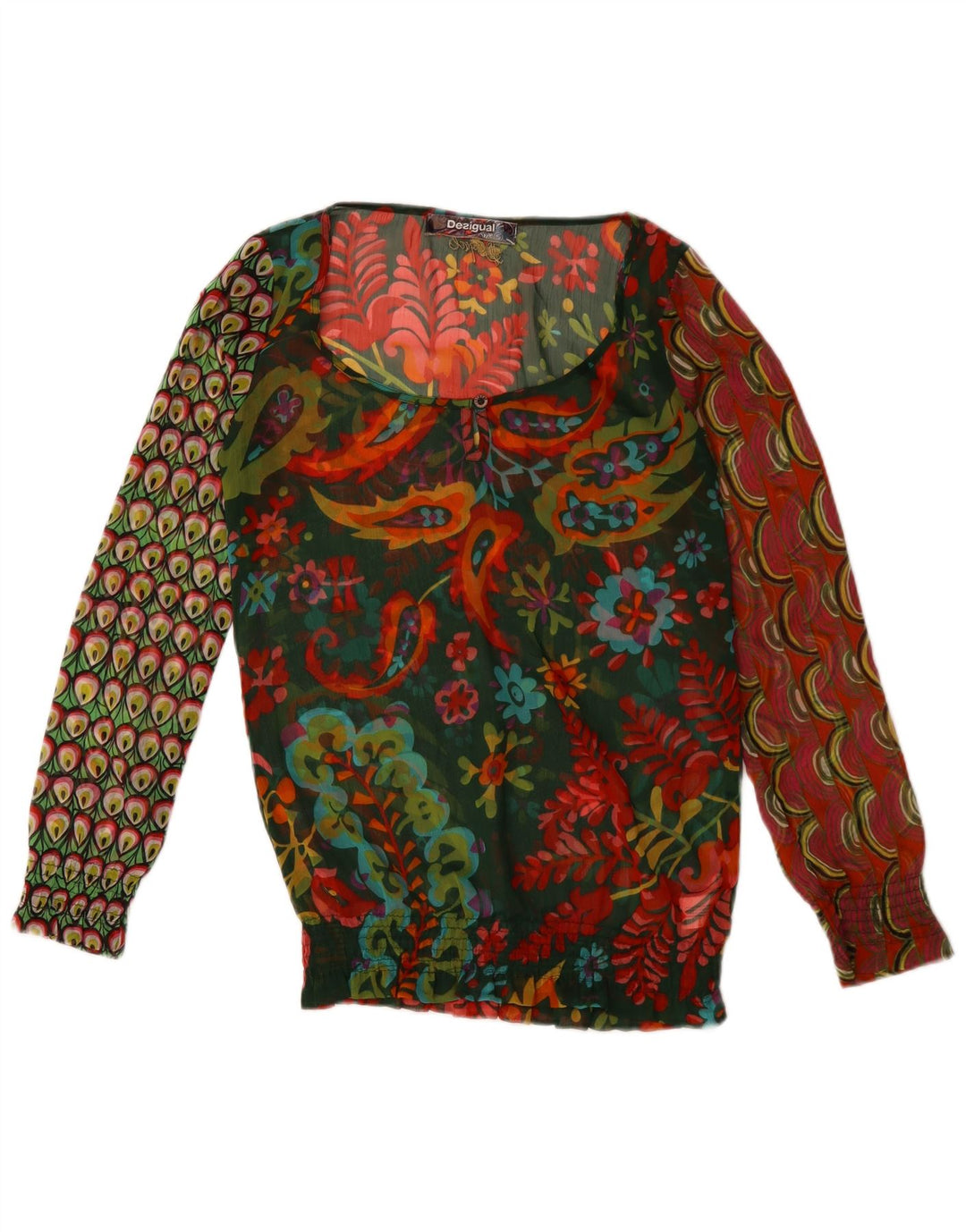 Desigual Dame Langærmet Bluse Top UK 10 Small Multicolored Paisley