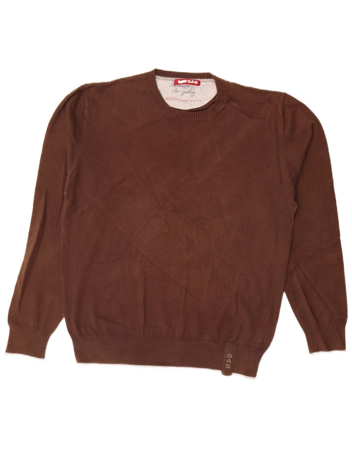 Gas Herre Crew Neck Jumper Sweater Stor brun bomuld