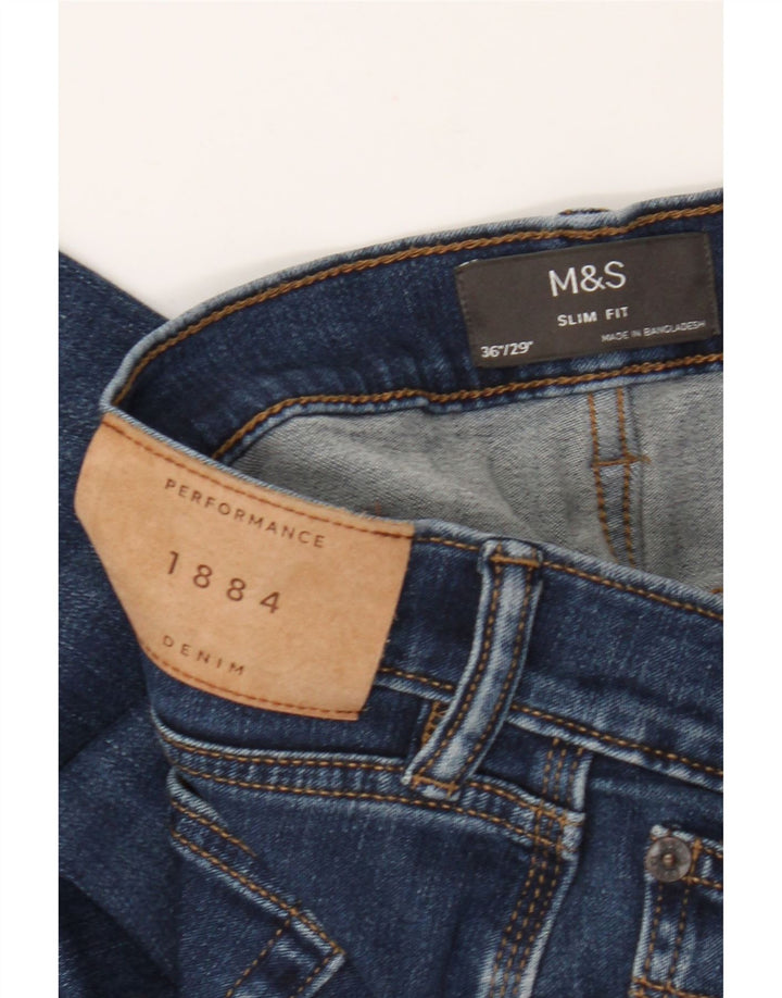 Marks & Spencer Herre Slim Jeans W36 L29 Blå Bomuld