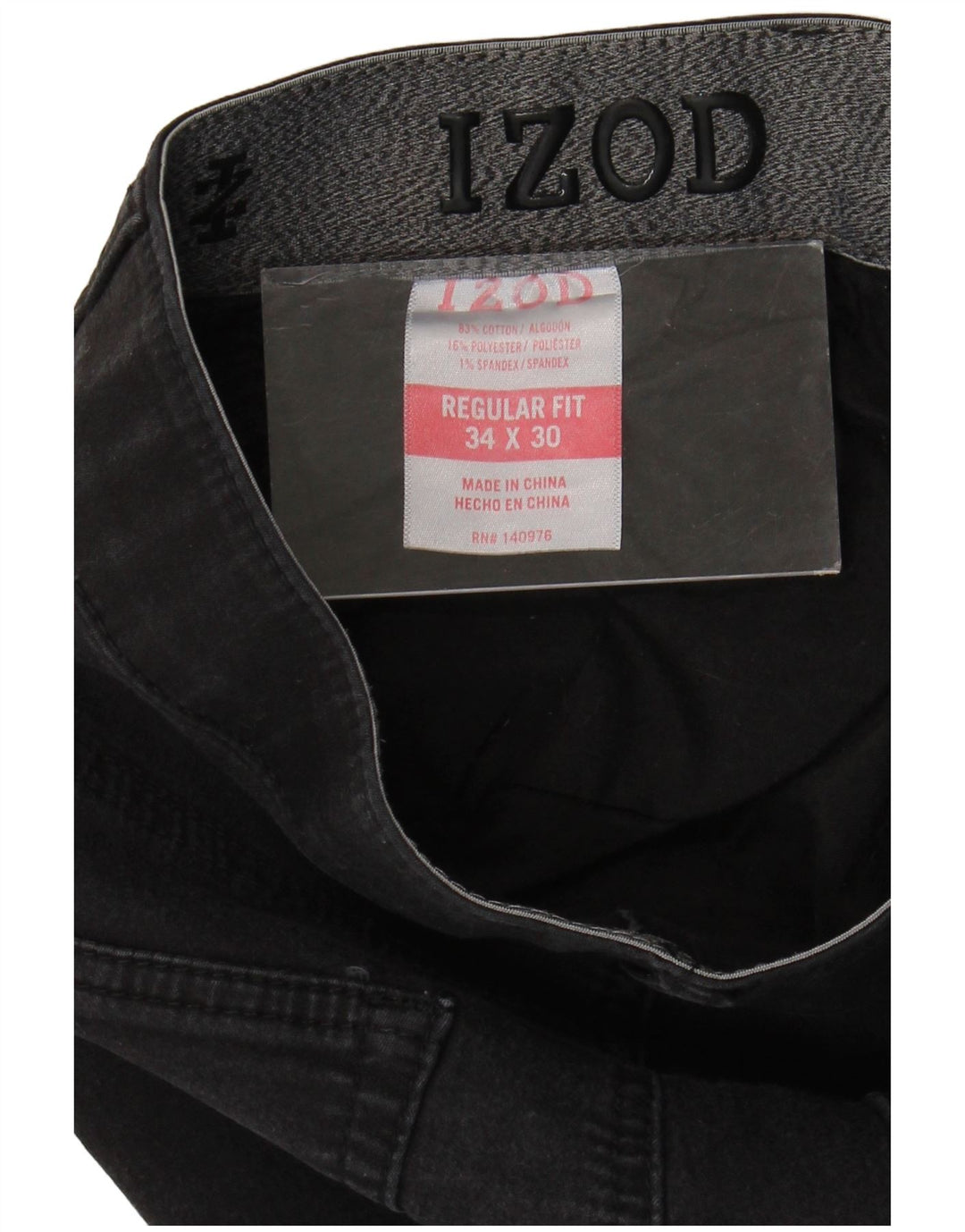 IZOD Herre Regular Fit Straight Jeans W34 L30 Sort Bomuld
