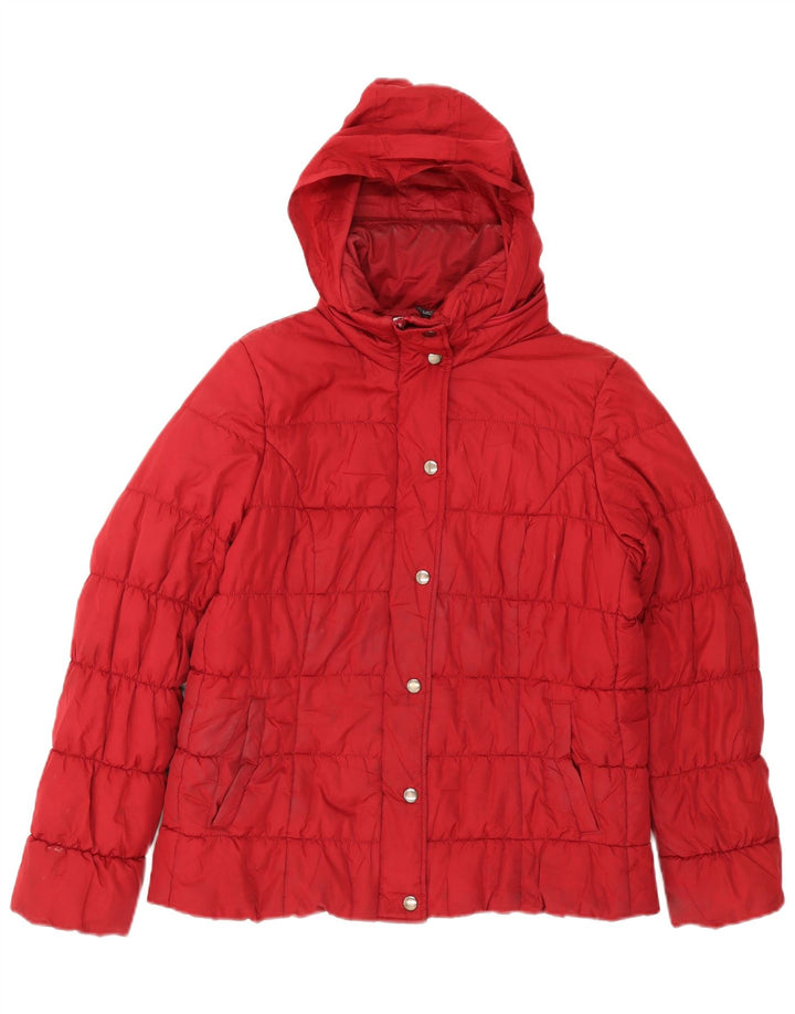 Marks & Spencer, polstret hættejakke til kvinder, UK 14 Medium rød polyester
