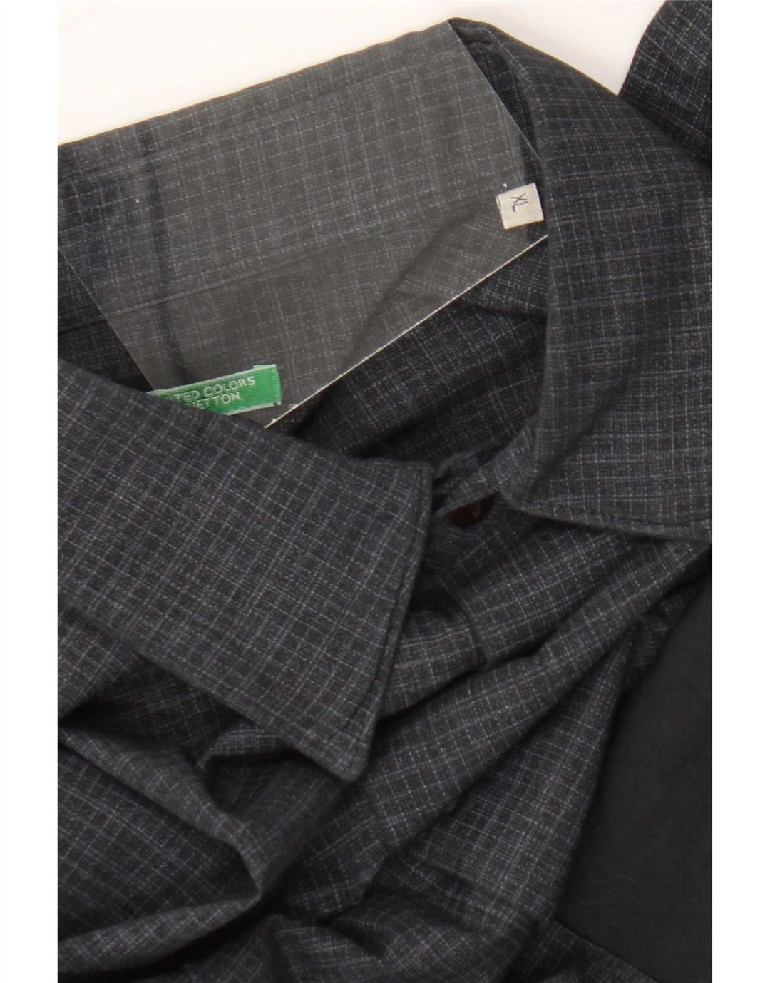 Benetton herreskjorte XL marineblå Gingham