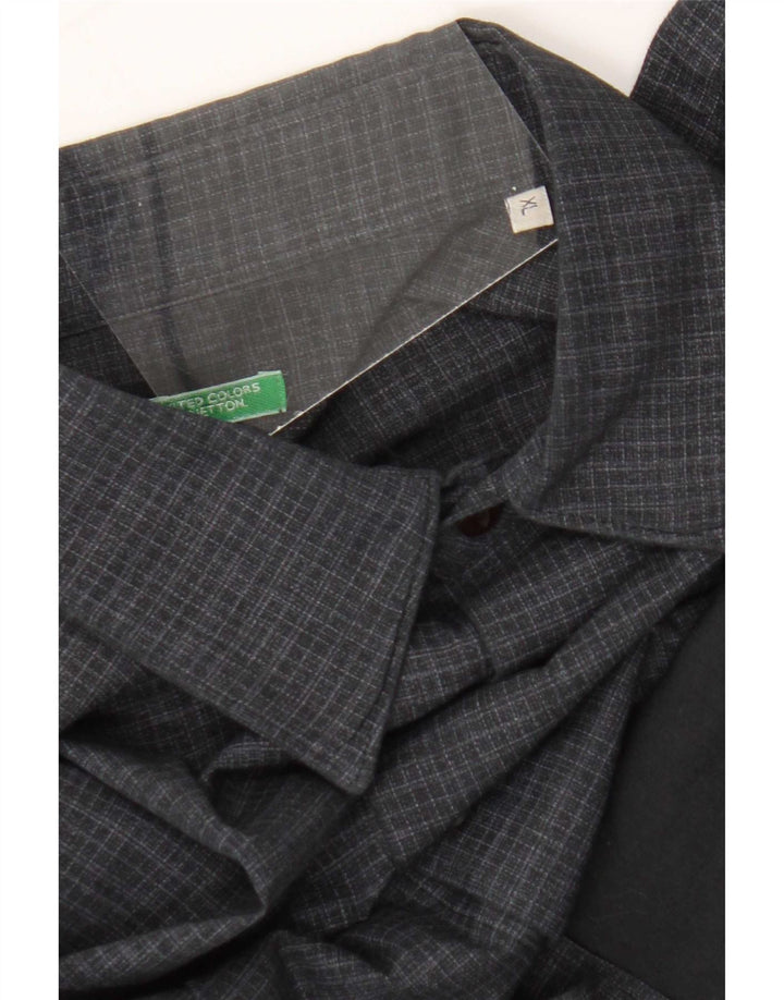 Benetton herreskjorte XL marineblå Gingham