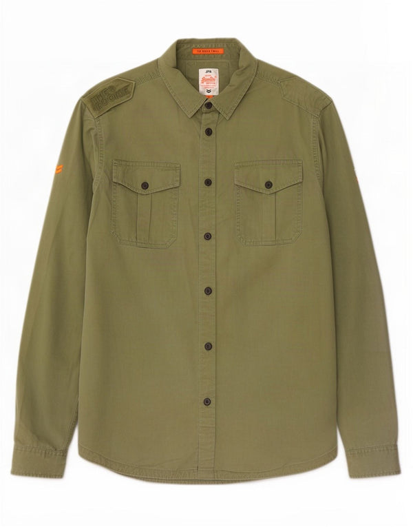 Superdry Militærskjorte til mænd 2XL Khaki Bomuld