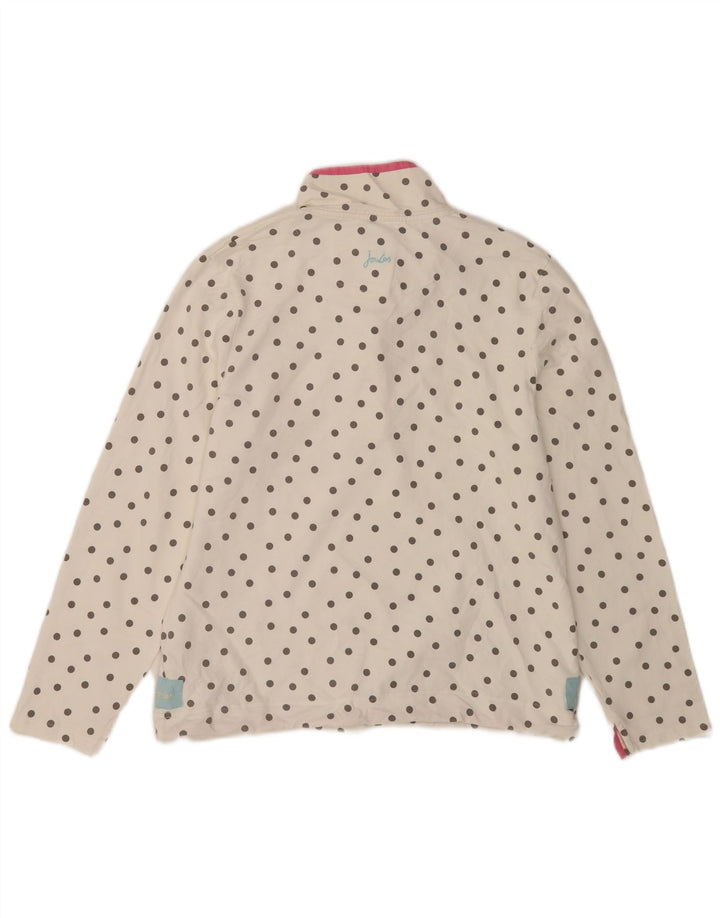 Joules Dame Button Neck Sweatshirt Jumper UK 14 Large White Polka Dot