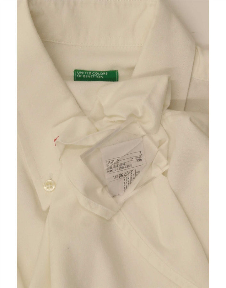 Benetton herreskjorte stor hvid bomuld