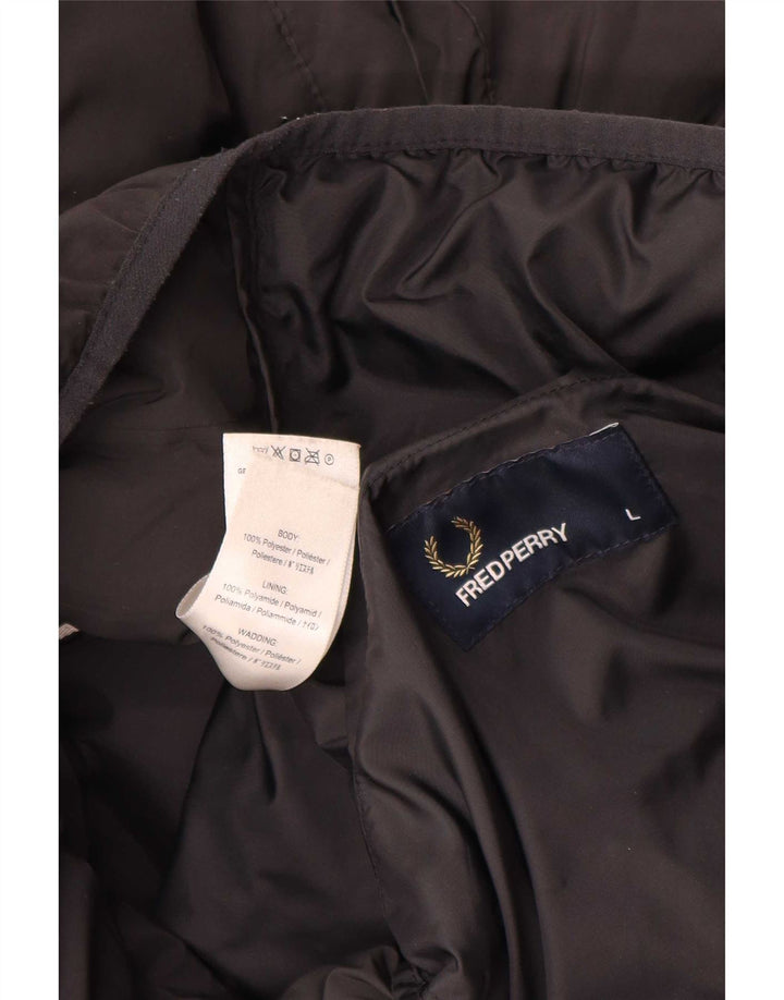 Fred Perry Herre hættepolstret jakke UK 40 Stor sort polyester