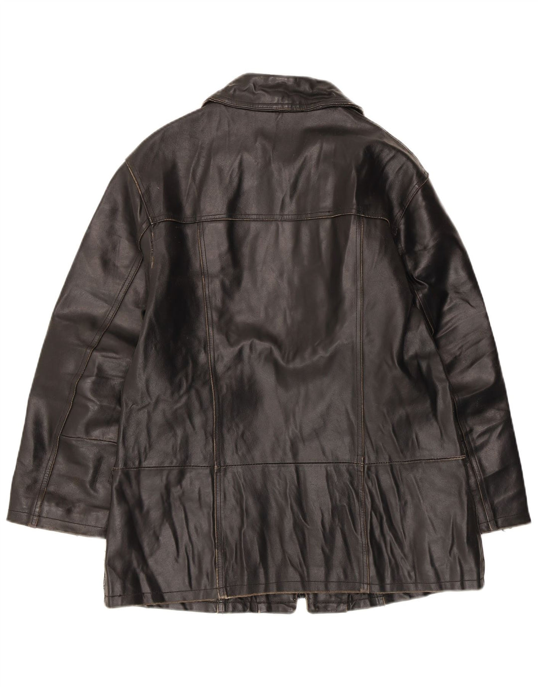 VINTAGE Dame Læderjakke IT 42 Medium Sort Læder