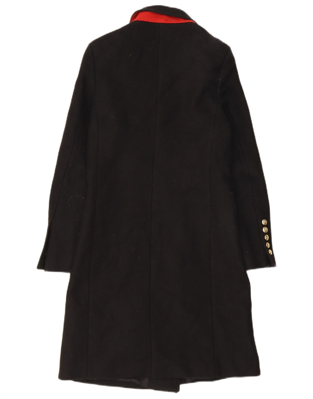 Zara Dame Dobbeltradet Frakke UK 6 XS Sort Polyester