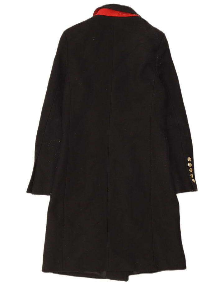 Zara Dame Dobbeltradet Frakke UK 6 XS Sort Polyester