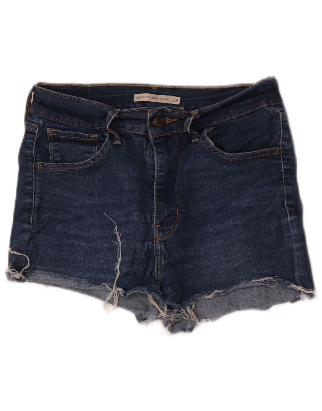 LEVI'S Dame 720 højtaljede denimshorts W28 Mellemblå bomuld