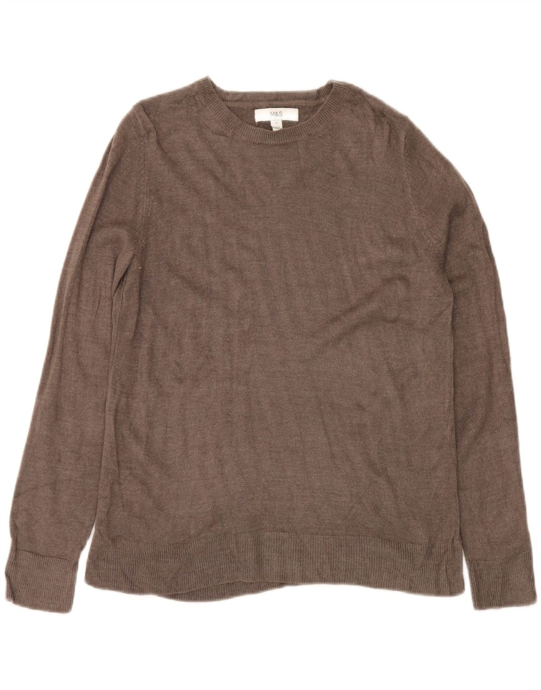 Marks & Spencer Dame Boat Neck Jumper Sweater UK 12 Medium Grå Akryl