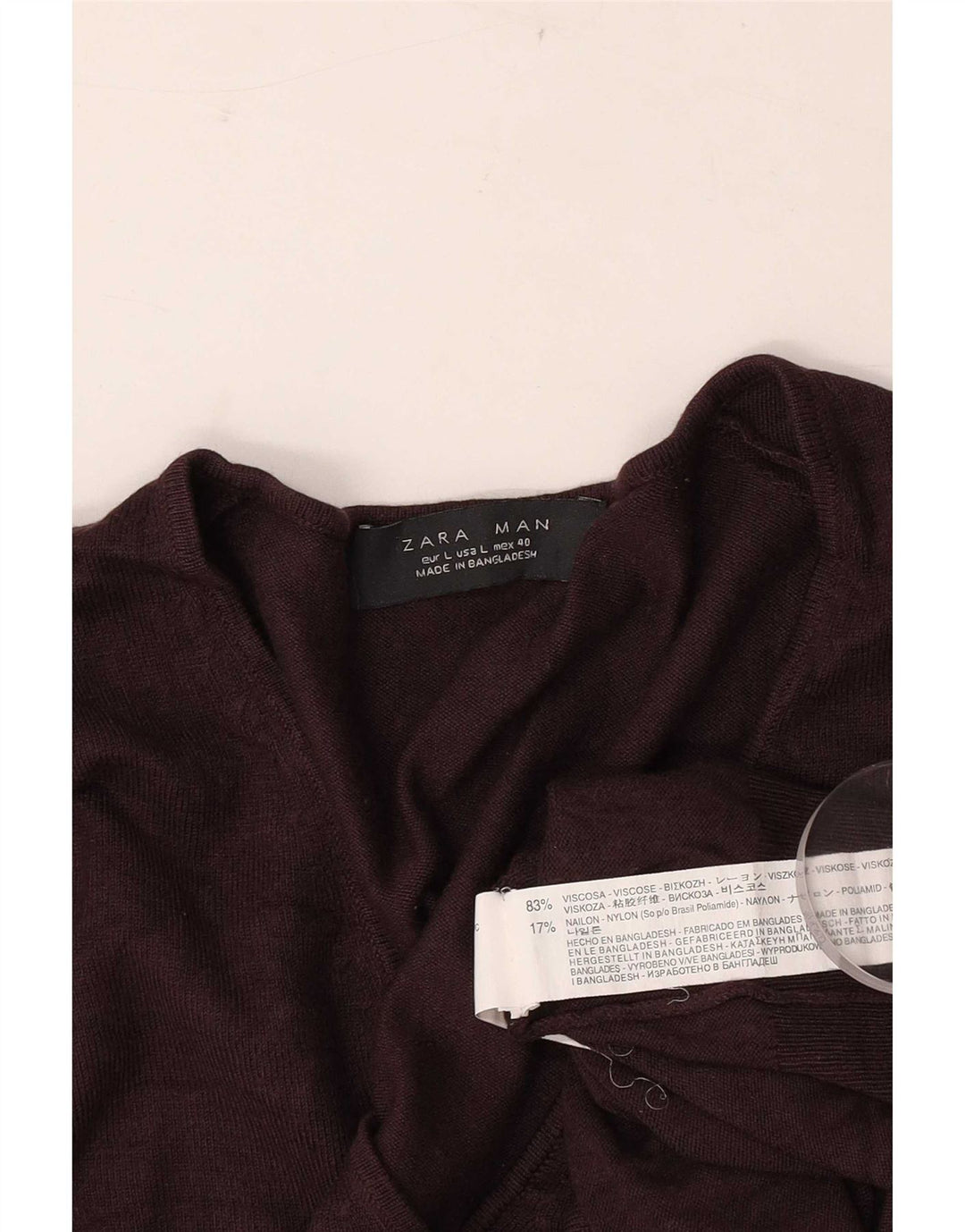Zara Herre V-hals sweater Stor brun viskose