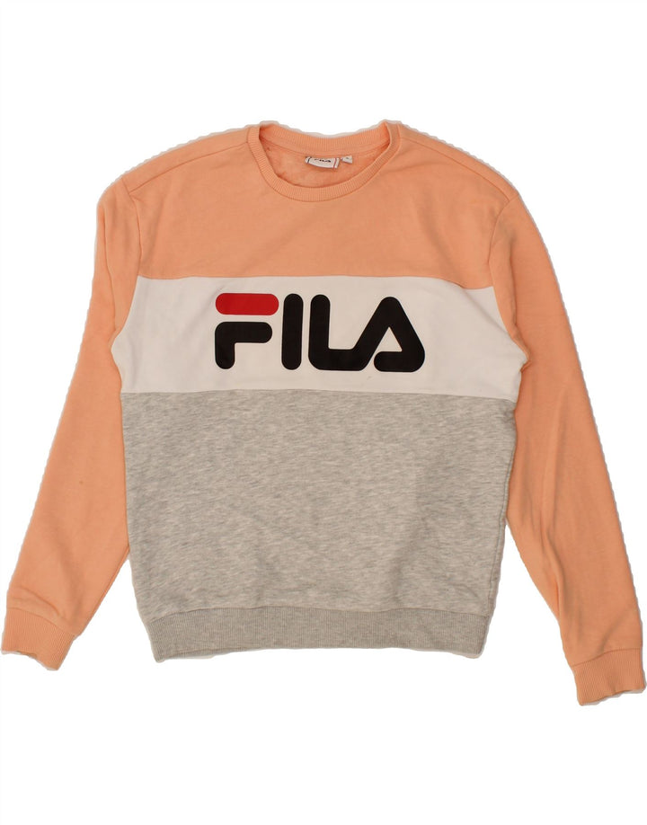 FILA Womens Graphic Sweatshirt Jumper UK 10 Small Multicoloured Vintage Fila and Second-Hand Fila from Messina Hembry 