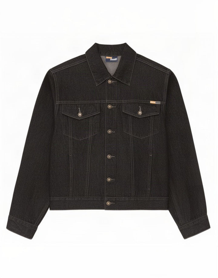 Denim Style Dame Denim Jacket UK 14 Stor Sort Bomuld